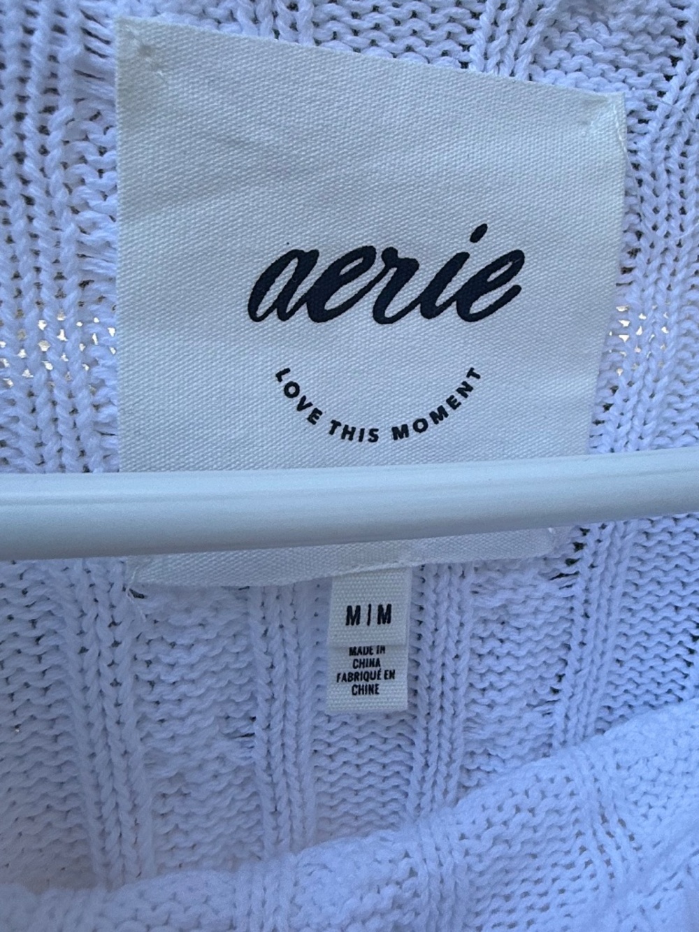 Aerie White Cropped Sweater M